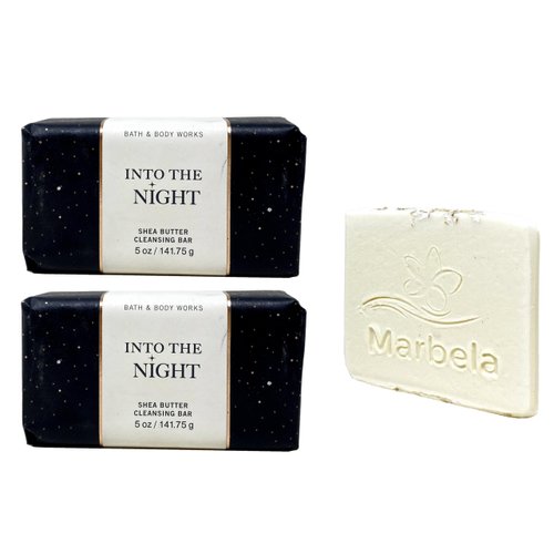 Bath & Body Works Into The Night 2 Pack Shea Butter Cleansing Bar Set with a Natural Oats Sample Soap