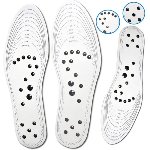 Carespot Acupressure Magnetic Massage Insoles for Men/Women, Foot Massager Shoe-pad Foot Therapy Reflexology Pain Relief Shoe Inserts | Memory Foam Insole - Unisex (White)