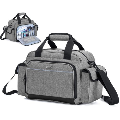 Trunab Home Health Nurse Bag Empty, Portable Medical Supplies Shoulder Bag for Hospice, Home Visit, Hospital Interns, Grey, Bag Only