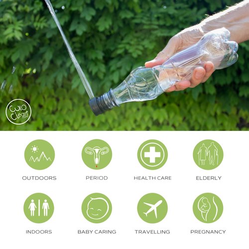 CuloClean Portable Bidet for Toilet, Travel, Hiking or Camping. Compatible with Every Bottle. Ultralight (12g, 0.42 oz). (CuloClean, 1pcs Black)