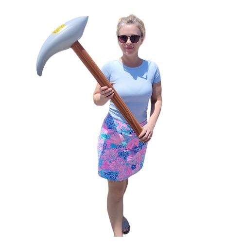 Pick Axe Inflate (33") Wood and Silver Color. Inflatable Toy Kids Tool. Party Favor (1 Pack)