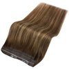 Sunny Wire Hair Extensions Dark Brown Balayage Caramel Blonde Invisible Fish Line Hair Extensions Brown Balayage Human Hair Wire Extensions Long Brown Hair Extensions for Women 100G 20Inch