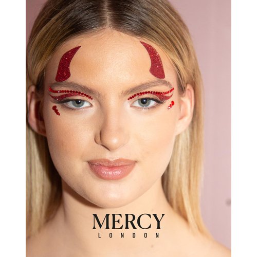 MERCY LONDON Devil Horns Stickers Eye Jewels Costume Accessories Face Gems Jewels All In One Headpiece Stick On