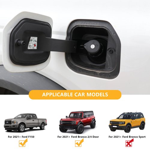 RERPRO Fuel Locking Gas Cap Compatible with 2021 2022 2023 2024 New Ford Bronco 2/4 Door F150 Interior Accessories Lock Fuel Tank Filler Plug with 2 Keys, 1 Set Black