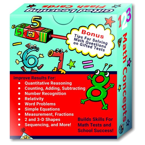 TestingMom.com Gifted Learning Flash Cards – Math Concepts for Pre-K – Kindergarten – Addition, Subtraction, Counting, & More for CogAT Test, Iowa Test, NNAT Test, OLSAT, NYC Gifted and Talented