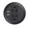Kungfuking Desktop Power Grommet Power Outlet Socket Desk Data Center 2 Outlet with 2 USB Ports with 10 FT Extension Cord Black