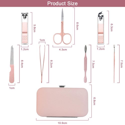 WOXVM Premium Manicure Set, 7 in 1 Professional Nail Clippers Scissors Pedicure Kit, Stainless Steel Cuticle Nail Care Tools with Luxurious Travel Case, Portable Manicure Grooming Kit Gift for Women