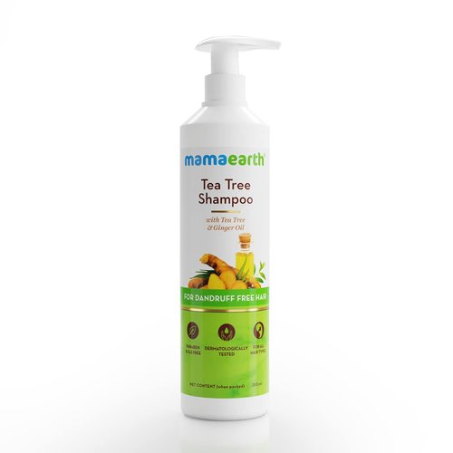 Mamaearth Tea Tree & Ginger Anti Dandruff Shampoo | Build Up & Oil Cleanser | Reduces Flakes & Soothes Itchy Scalp | Unisex, Suits All Hair Types | 8.45 Fl Oz/250ml