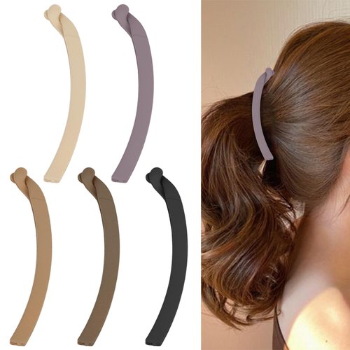 YARIEW Banana Clip, 5 Pcs French Hair Clips for Women and Girls Acrylic Hair Clips, Non-slip Interlock Matte Banana Clips, Strong Hold Ponytail Clips for Fine Hair, Hair Accessories for Everyday Wear