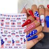 12 Sheets 4th of July Nail Stickers American Flag Patriotic Nail Design Stickers Independence Day Nail Decals 3D Self Adhesive Nail Art Supplies for Women Girls Nail Art Decorations Accessories