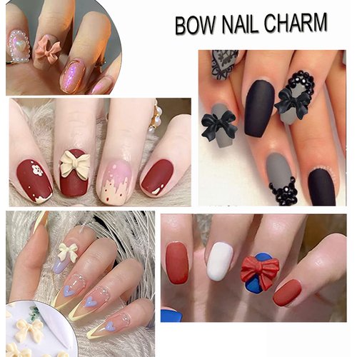 9 Colors 3D Bow Nail Art Decorations, 100PCS Colorful Bowknot Nail Accessories 3D Bows Nail Charms for Acrylic Resin Flatback Nail Art Design