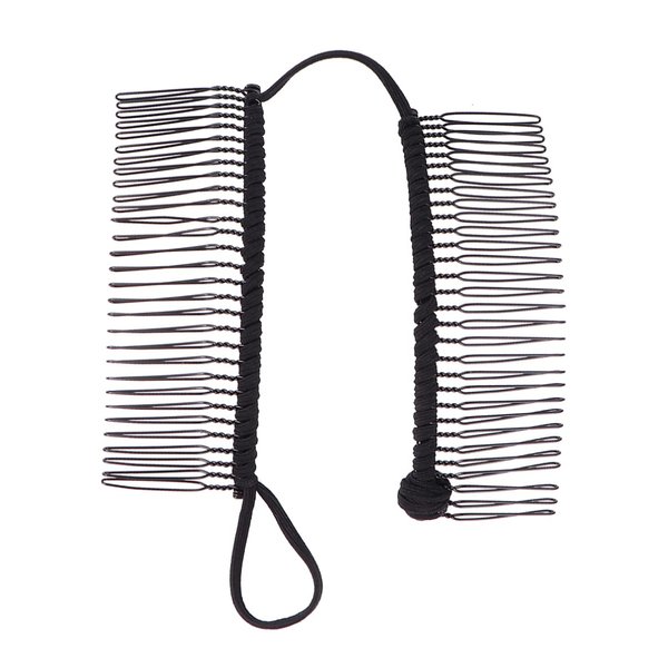 Lurrose Stretchy Banana Hair Clips Vintage Clincher Comb No Crease Hair Clips Ponytail Holder for Natural Curly Thick Wavy Hair Ponytail Style and Up- do Black