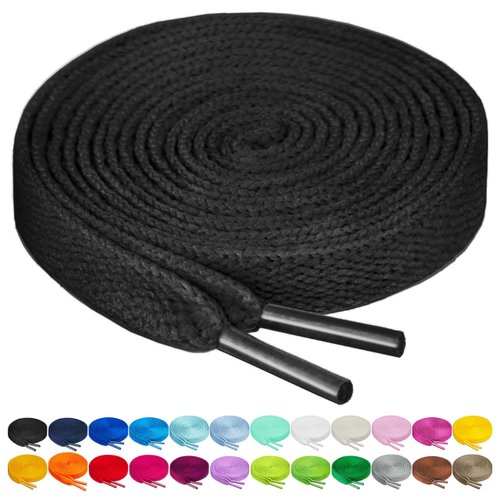 Birch Shoelaces in 27 Colors Flat 5/16" Shoe Laces in 4 Different Lengths (37" (94cm), Black)