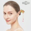 KZQtriid Hair Accessories 14k Gold Plated Copper Vintage Handcrafted Colour Enamels Peach Blossom Tassels Hair Stick ，Hair Clip. 7.08" Hair Chopsticks For Women.