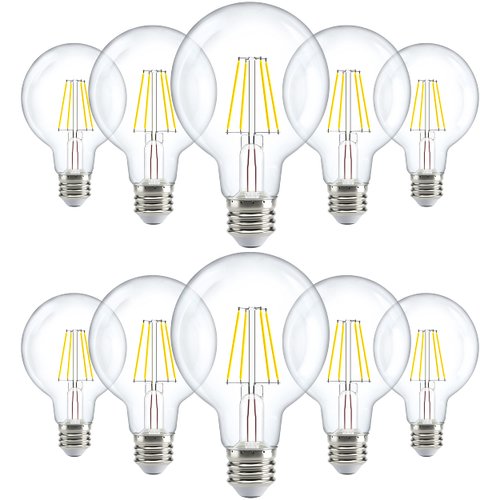 Sunco 10 Pack G25 Globe Light Bulbs LED Edison Vanity Light Bulbs, CRI90 3000K Warm White, Dimmab...