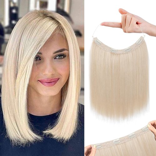 REECHO Invisible Wire Hair Extensions with Thinner Softer Lace Weft 12&quot; Short Straight Clips in S...