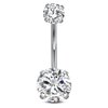 Incaton 14G Belly Button Ring Surgical Stainless Steel Round Cubic Zirconia Navel Barbell Belly Rings For Women 6/8/10/12mm 1S12