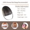 Clip In Bangs-100% Real Human Hair Bangs Clip Brown Black Clip On Bangs Hair Extensions Fake Bangs Human Hair Wispy Bangs Hair Clip Fringe With Temples Hairpieces Curved Bangs For Daily Wear