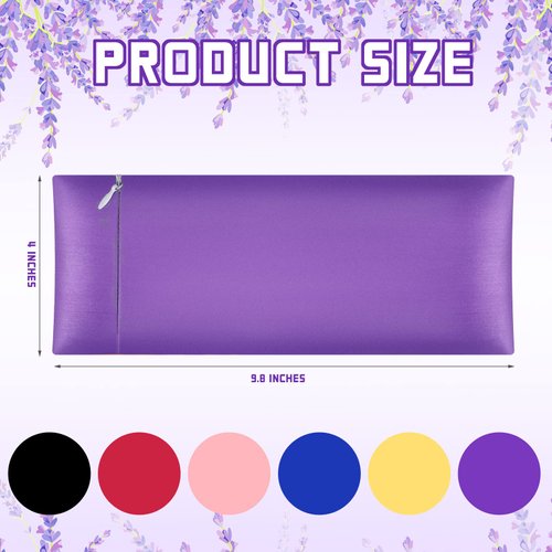 Tudomro 6 Pieces Satin Eye Pillow Case Washable Yoga Eye Pillow Cover Light Weight Removable Cover Yoga Massage Meditation Accessories, 9.8 x 4 Inches, Eye Pillow Not Included