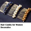Nudurom Sparkling Crystal Pearl Braided Hair Comb Clips 6 Pack,Decorative Hair Combs For Women Accessories,French Metal Hair Comb Teeth,Peinetas Para Cabello De Mujer,Hair Side Combs For Mother Bride