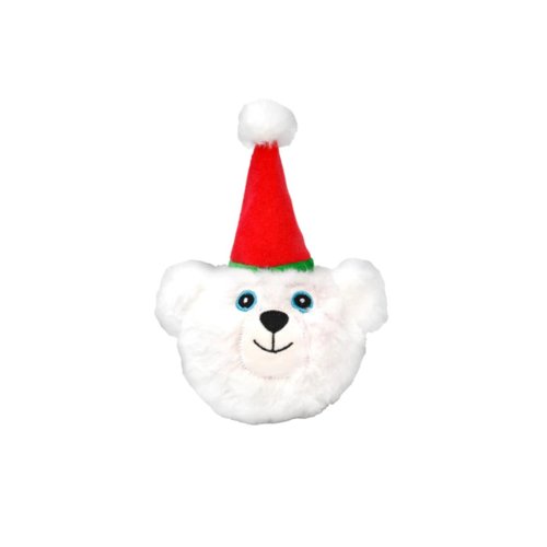 Patchwork Pet Pricklet Polar Bear Dog Toy Christmas Santa Plush Interactive Rubber Spiky Ball