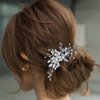 Asooll Pearl Bride Wedding Hair Comb Silver Rhinestone Bridal Hair Clips Opal Hairpiece Hair Accessories for Women and Girls
