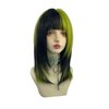 WKLOUYHE Short Straight Wig with Bangs for Women Shoulder Length Bob Women's Synthetic Wigs Heat Resistant Hair for Cosplay Halloween Daily Party Use (Black and Green)