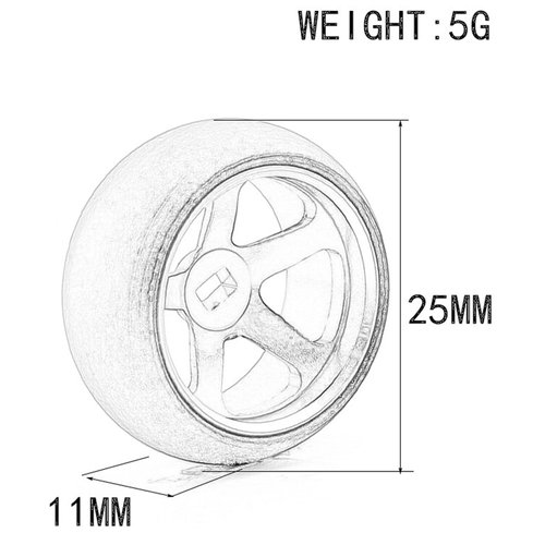 4Pcs Rim Wheel Drift Tire for 1/28 Wltoys K969 K989 P929 284131 Drift Rally Kyosho Mini-Z Mini-Q Mini-D, Metal Drift Rims Replacement Tyre of RC Drift Car for Wltoys 1/28