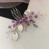 Aimimier Bridal Purple Crystal Leaf Hair Comb Amethyst Hair Piece Wedding Hair Accessories for Women and Girls (Purple)