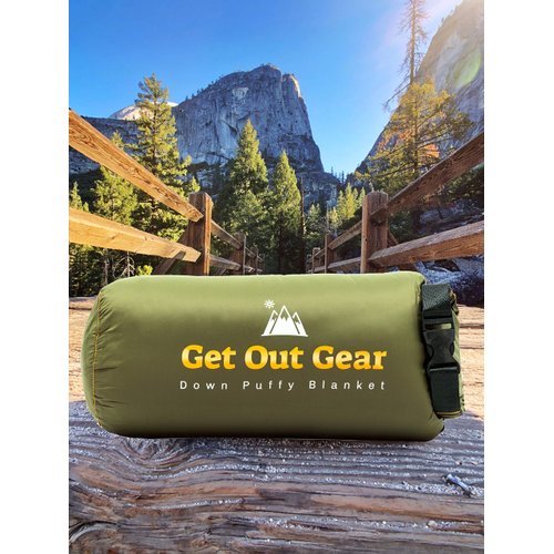 Get Out Gear Down Camping Blanket - Outdoor Lightweight Packable 650 Fill Power Down Blanket Compact Waterproof and Warm Backpacking Quilt for Camping Hiking Travel Hammock