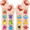 Monster Temporary Tattoos for Kids, 96PCS Birthday Party Decorations Supplies Party Favors Supper Cute Little Monster Tattoo Sticker Style Gift Ideals for Boys Girls Schools Prizes Themed