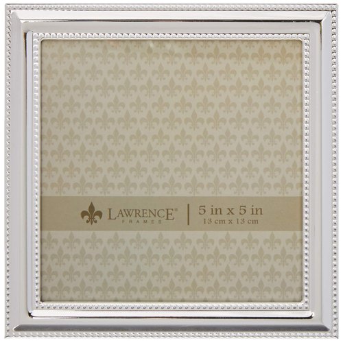 5x5 Metal Picture Frame Silver-Plate with Delicate Beading (510755)