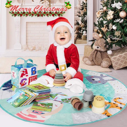 Mini Tudou 6 Pcs Stacking & Nesting Circle Toy,Soft Building Rings Stacker & Teethers,Squeeze Play with Early Educational Learning Stacking Tower, Toy for 6+ Months Boys&Girls