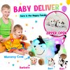 Hopearl LED Plush Cow Lighting Up Stuffed Mommy Cow with 3 Baby Dairy Cows in her Tummy Floppy Stuffed Animal Playset Night Lights Glow in The Dark for Mom Toddlers, 15''