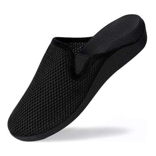 V.Step Mesh Orthopedic Slippers for Women, Orthotic Slippers with Arch Support, Mens Clogs Walking Sandals for Plantar Fasciitis Outdoor House Shoes, Black W7.5/M6