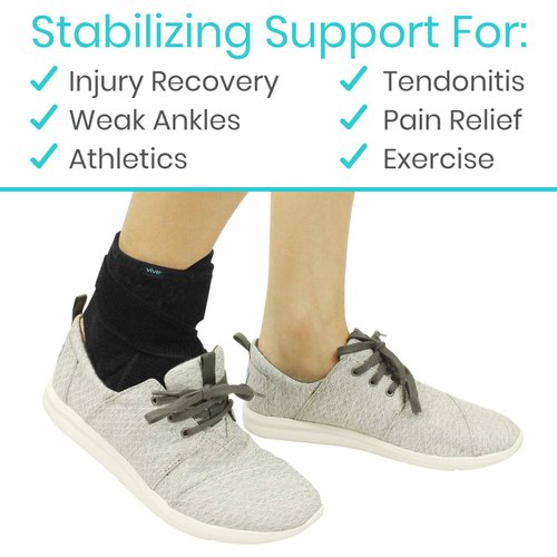 Vive Ankle Brace for Sprained Ankle - Adjustable Ankle Sleeve for Plantar Fasciitis, Tendonitis, Sprains, Swollen Feet - Lace Up Support Wrap for Running, Sports Injuries, Recovery (Fits Right & Left)