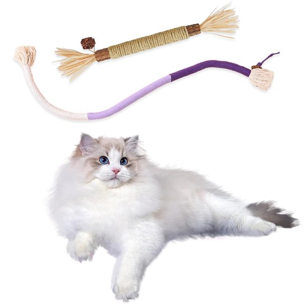 Oiuyamn Cotton Rope Toys for Cats, Cat Chew Toy Set, Catnip Rope Toys, Natural Cat Interactive Toys, Interactive Rope Toys for Cleaning Cat Teeth