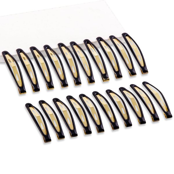 Cptots 20 PCS Sparkle Snap Hair Clips 2.36 x 0.39 Inches Metal Hair Barrettes for Women Non Slip Barrettes for Thick and Thin Hair,Black