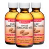 De La Cruz Sweet Almond Oil, Natural Hair and Skin Moisturizer, 3-Pack of 2 FL Oz Glass Bottles
