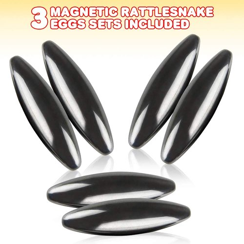 ArtCreativity Magnetic Rattlesnake Eggs, Set of 3 Pairs, Magnetic Fidget Toys for Kids, Rattle Snake Egg Toys with Powerful Magnets, Fun Animal, Zoo, and Safari Birthday Party Favors