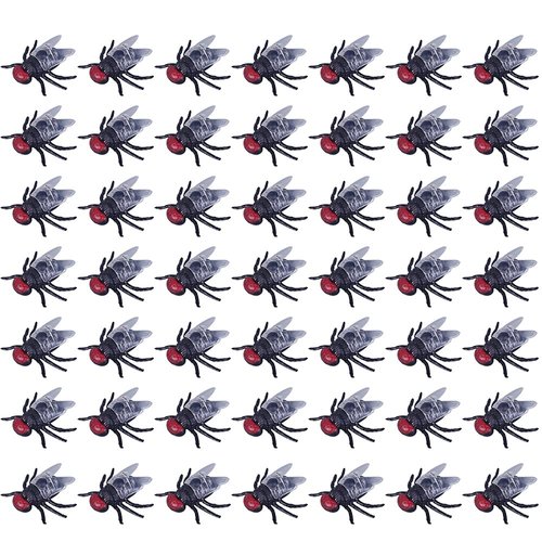 120pcs Mini Plastic Flies Fake Flies Simulated Plastic Insects, Fly Joke Toys Prank Flies Toys for Joke Halloween Party Favors,Black