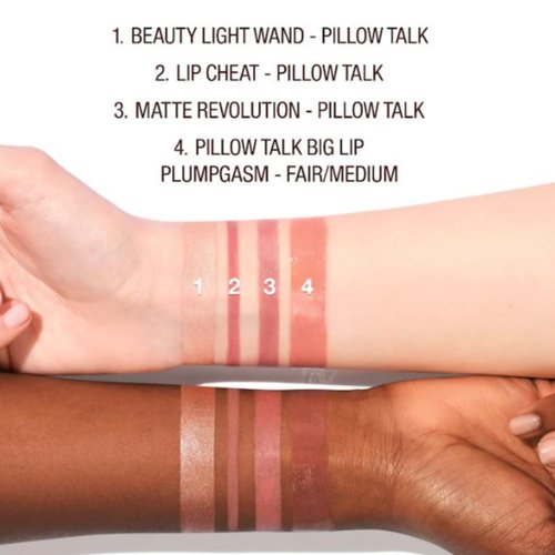 CHARLOTTE TILBURY Limited Edition Pillow Talk Iconic Lip and Cheek Secrets 4 Piece Makeup Set - Mini Highlight - Mini Lip Liner - Mini and Full Size Lipstick