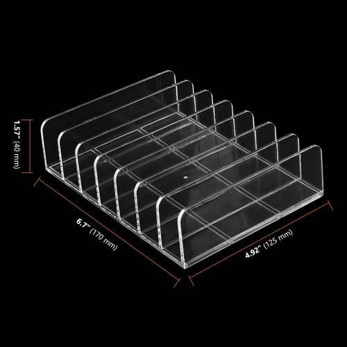 SEUNMUK 4 Pack Acrylic Eyeshadow Makeup Palette Organizer, 7 Section Clear Makeup Palette Holder, Eyeshadow Palette Display Stand for Blush, Concealer