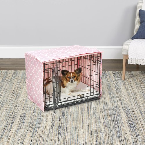 New World Pet Products Dog Crate Cover Featuring Teflon Fabric Protector, Dog Crate Cover Fits New World & Midwest 24-Inch Dog Crates, Pink Designer Pattern