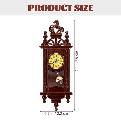 Vintage Decor Dollhouse Clock 1:12 Scale Miniature Model Wall Clock Grandfather Clock Wooden Vintage Doll House Clock Living Room Simulated Dollhouse Furniture for Kids Kids
