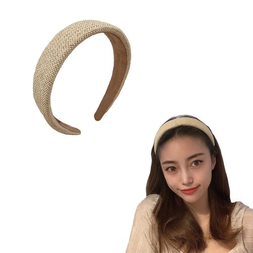 YALLNASL Hairband, Wide Braided Straw Headband for Women - Chunky Rattan Headband, Woven Hairband for Women Girls, Non Slip Thick Hair Band, Hair Accessories Bohemian HeadBand for Women