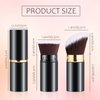 Tessco 2 Pcs Retractable/Nonretractile Kabuki Brush Angled Foundation Makeup Brushes Portable Travel Bronzer Blush Brush with Cover for Blush Bronzer Buffing Loose Powder Cream(Classic Style)