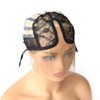 BTWTRY U Part Wig Cap with Lace for Wigs Making with Adjustable Strap Middle Part Medium Size Black Weaving Wig Cap for Women and Girls DIY Wigs (1 Pc, 0051)