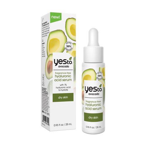 Yes To Avocado Fragrance-Free Hyaluronic Acid Serum, Deeply Nourishing Formula Helps Attract & Infuse Dry, Parched Skin With Moisture & Omega-3 Fatty Acids, Natural, Vegan & Cruelty Free, 0.95 Fl Oz