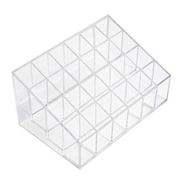 Onwon Transparent Cosmetic Makeup Organizer Clear 24 Lattices Lipsticks Cosmetic Lotion Makeup Organizer Storage Display Holder Stand